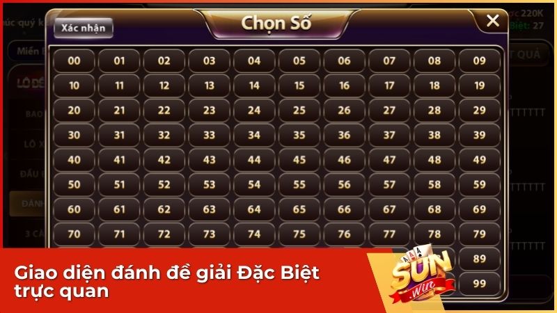 Giao diện đánh đề giải Đặc Biệt trực quan